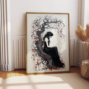 Persephone Art Print, Greek Queen of the Underworld, Goddess Proserpina, Greek Mythology Decor, Greek Goddess Poster, Kore Art Nouveau Print