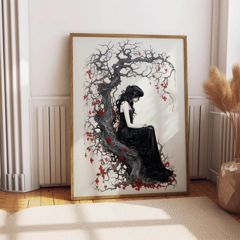 Persephone Art Print, Greek Queen of the Underworld, Goddess Proserpina, Greek Mythology Decor, Greek Goddess Poster, Kore Art Nouveau Print