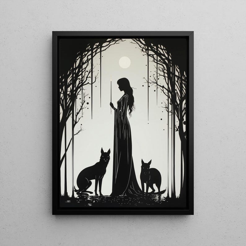 Hecate Goddess Wall Art | Art Nouveau Print | Hekate Greek Goddess of Magic | Witchcraft Magic Altar Gift | Greek Mythology Decor