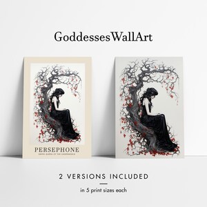 Persephone Art Print, Greek Queen of the Underworld, Goddess Proserpina, Greek Mythology Decor, Greek Goddess Poster, Kore Art Nouveau Print