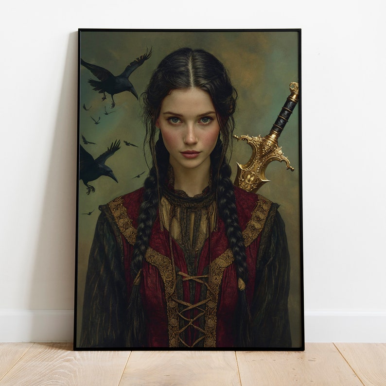The Morrigan Celtic Goddess of War, Renaissance Painting Wall Art, Celtic Mythology Decor, Triple Goddess, Darkness Magic, Feminine Energy