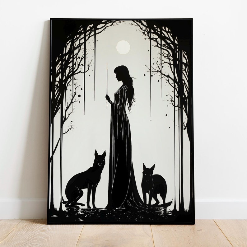 Hecate Goddess Wall Art | Art Nouveau Print | Hekate Greek Goddess of Magic | Witchcraft Magic Altar Gift | Greek Mythology Decor