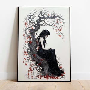 Persephone Art Print, Greek Queen of the Underworld, Goddess Proserpina, Greek Mythology Decor, Greek Goddess Poster, Kore Art Nouveau Print