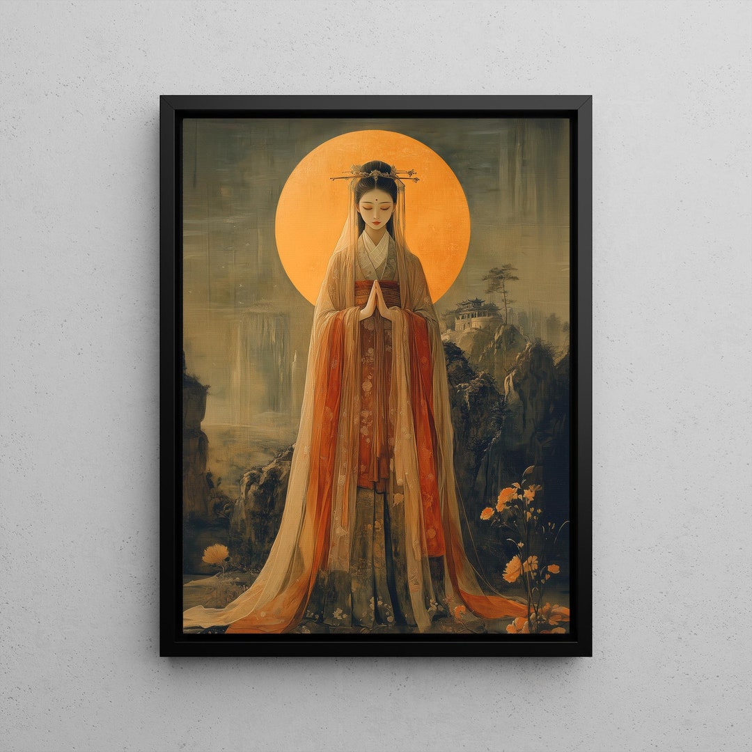 Goddess Amaterasu Framed Canvas, Japanese Goddess of Sun Wall Art ...