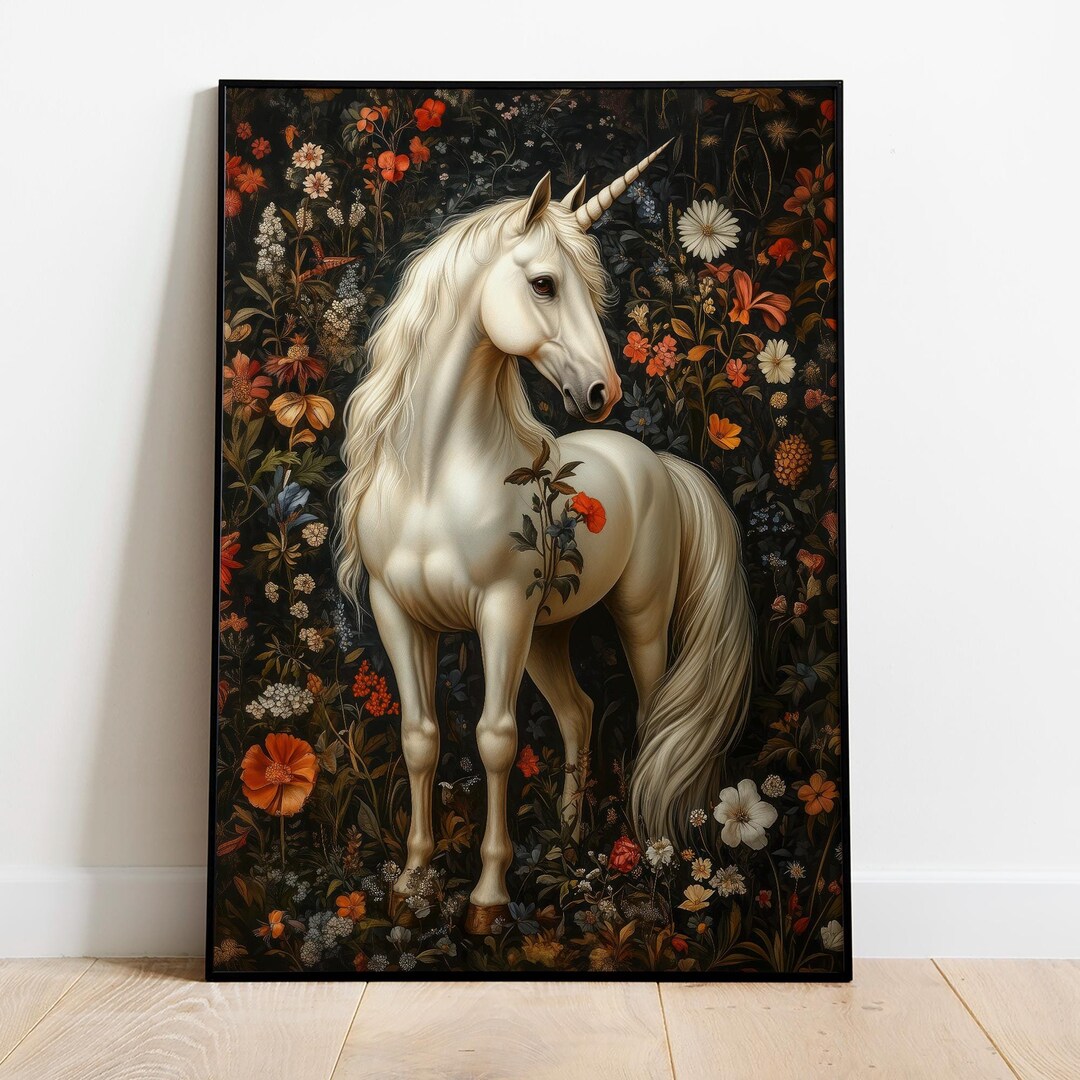 Unicorn William Morris Print , Mythological Creatures Print Floral Wall ...