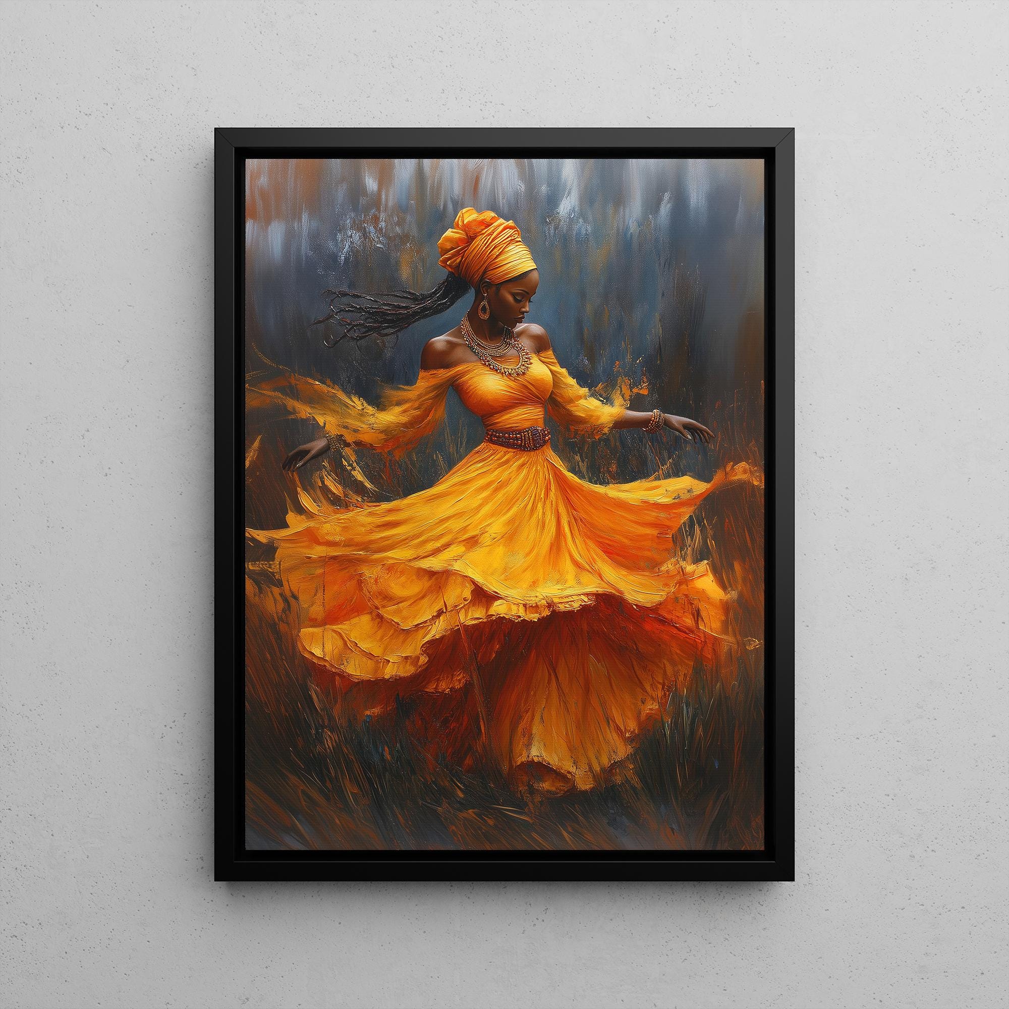 Oshun gerahmte Leinwand, afrikanische Göttin der Liebe, Schönheit und Fruchtbarkeit, Die Orishas, afrikanische Mythologie, Yoruba-Gottheit, gerahmte Kunst, Geschenk für sie