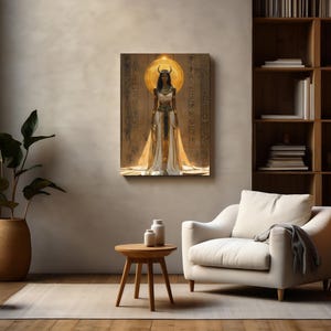 Hathor Poster Art Nouveau Print, Egyptian Goddess of Love, Music and Motherhood, Egyptian Mythology Wall Art, Spiritual Art, Feminine Energy