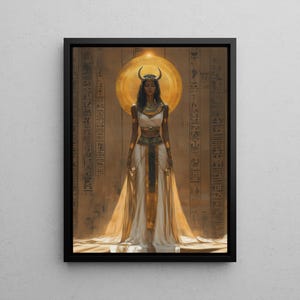 Hathor Poster Art Nouveau Print, Egyptian Goddess of Love, Music and Motherhood, Egyptian Mythology Wall Art, Spiritual Art, Feminine Energy
