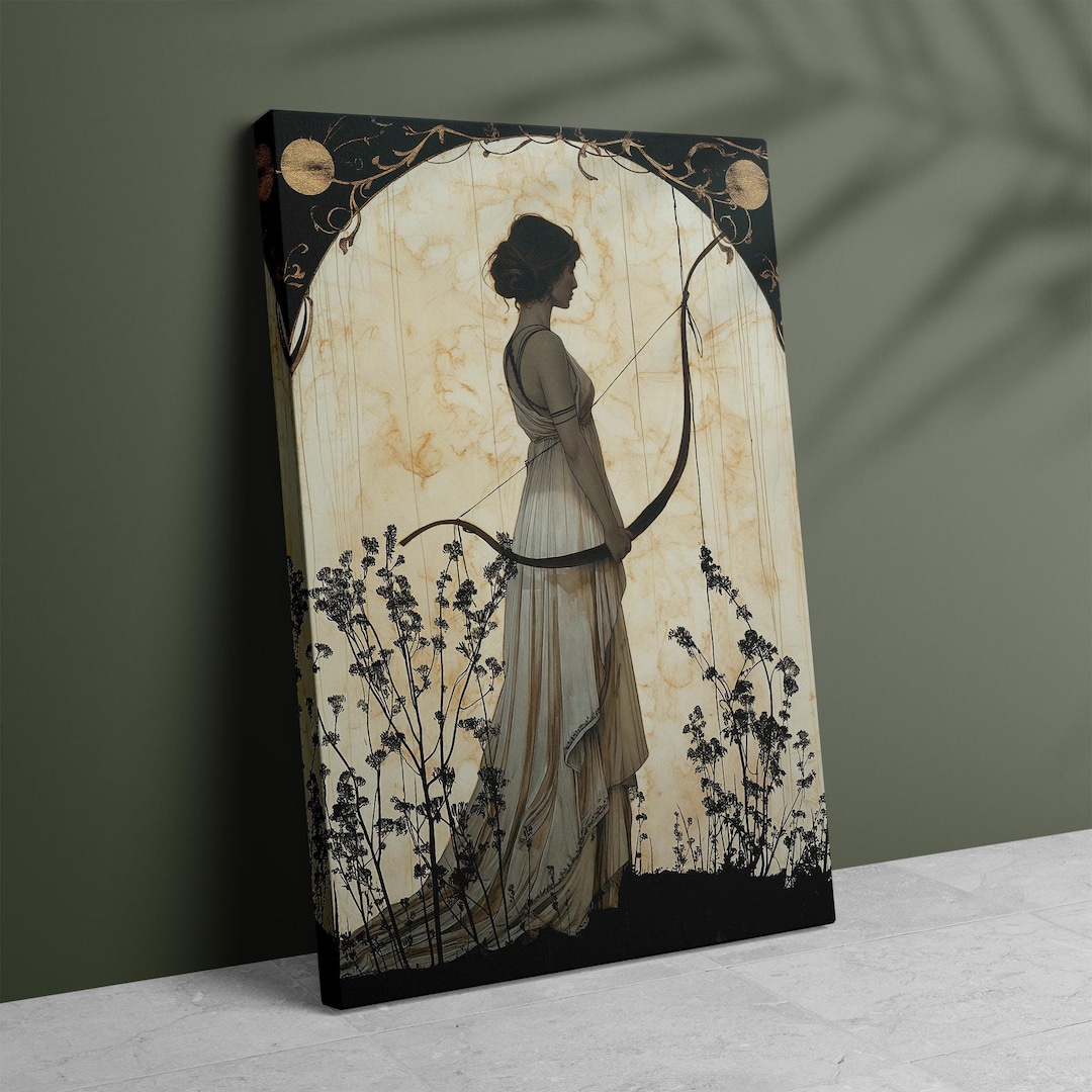 Goddess Artemis Canvas Art Nouveau Print, Greek Goddess of Hunting ...