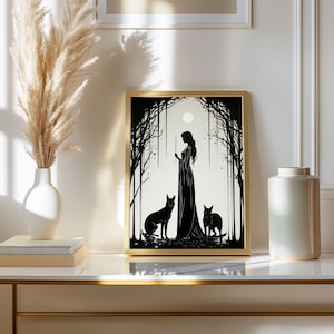 Hecate Goddess Wall Art | Art Nouveau Print | Hekate Greek Goddess of Magic | Witchcraft Magic Altar Gift | Greek Mythology Decor