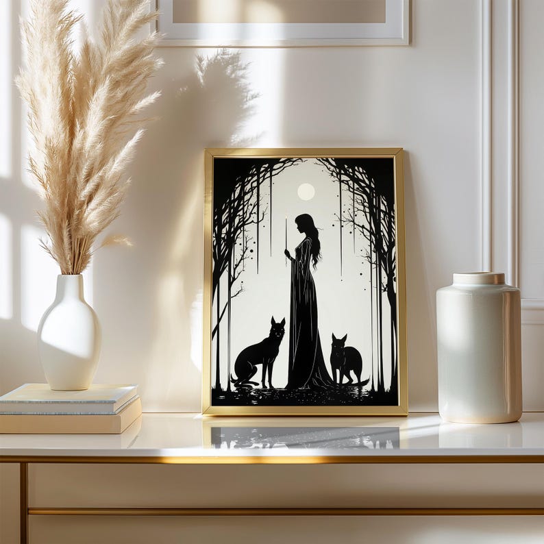 Hecate Goddess Wall Art | Art Nouveau Print | Hekate Greek Goddess of Magic | Witchcraft Magic Altar Gift | Greek Mythology Decor