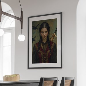 The Morrigan Celtic Goddess of War, Renaissance Painting Wall Art, Celtic Mythology Decor, Triple Goddess, Darkness Magic, Feminine Energy