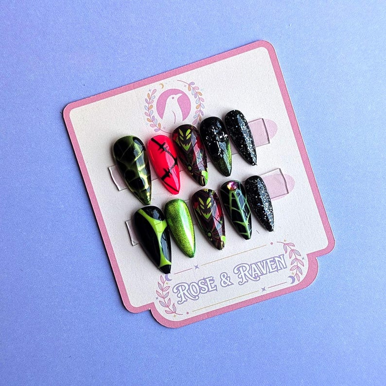 Custom Hand-made Zestial Themed Hazbin Hotel Nail Art Inspired Press on ...