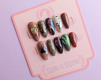 Custom Hand-made BG3 Druid Companion Inspired Press on Nail Set