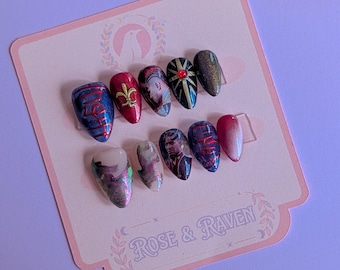 Custom Hand-made BG3 Warlock Companion Inspired Press on Nail Set
