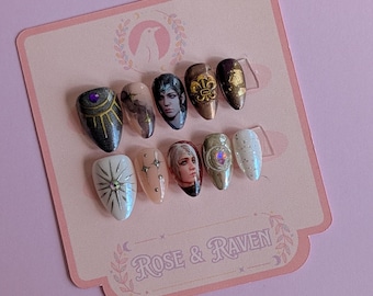 Custom Hand-made BG3 Cleric Companion Inspired Press on Nail Set