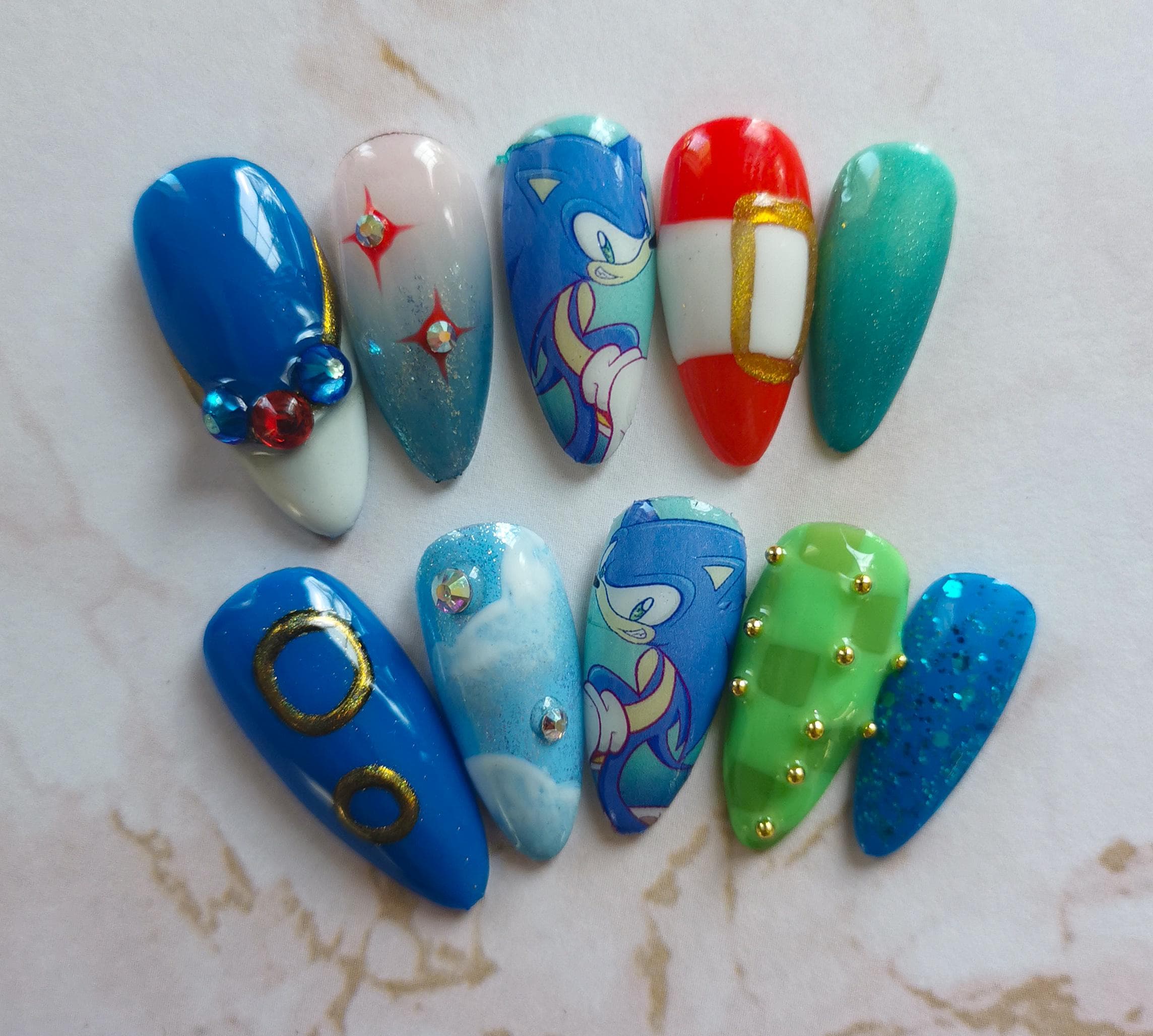 Speedy blue  Inspired Press on Nail Set