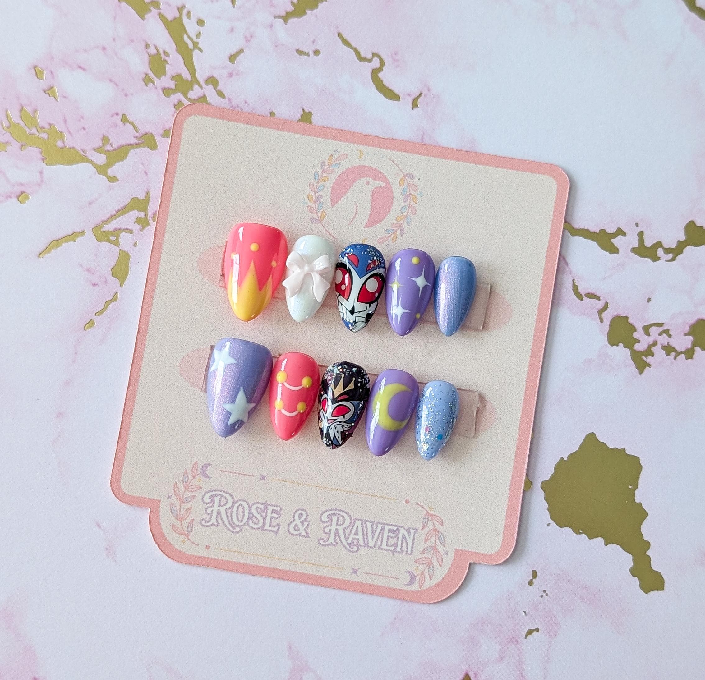 Custom Hand-made Cute Stolas Goetia Inspired Press on Nail Set - Etsy