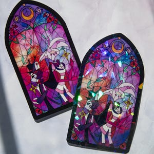 Angel and Husker StainGlass Laminated Vinyl Sticker