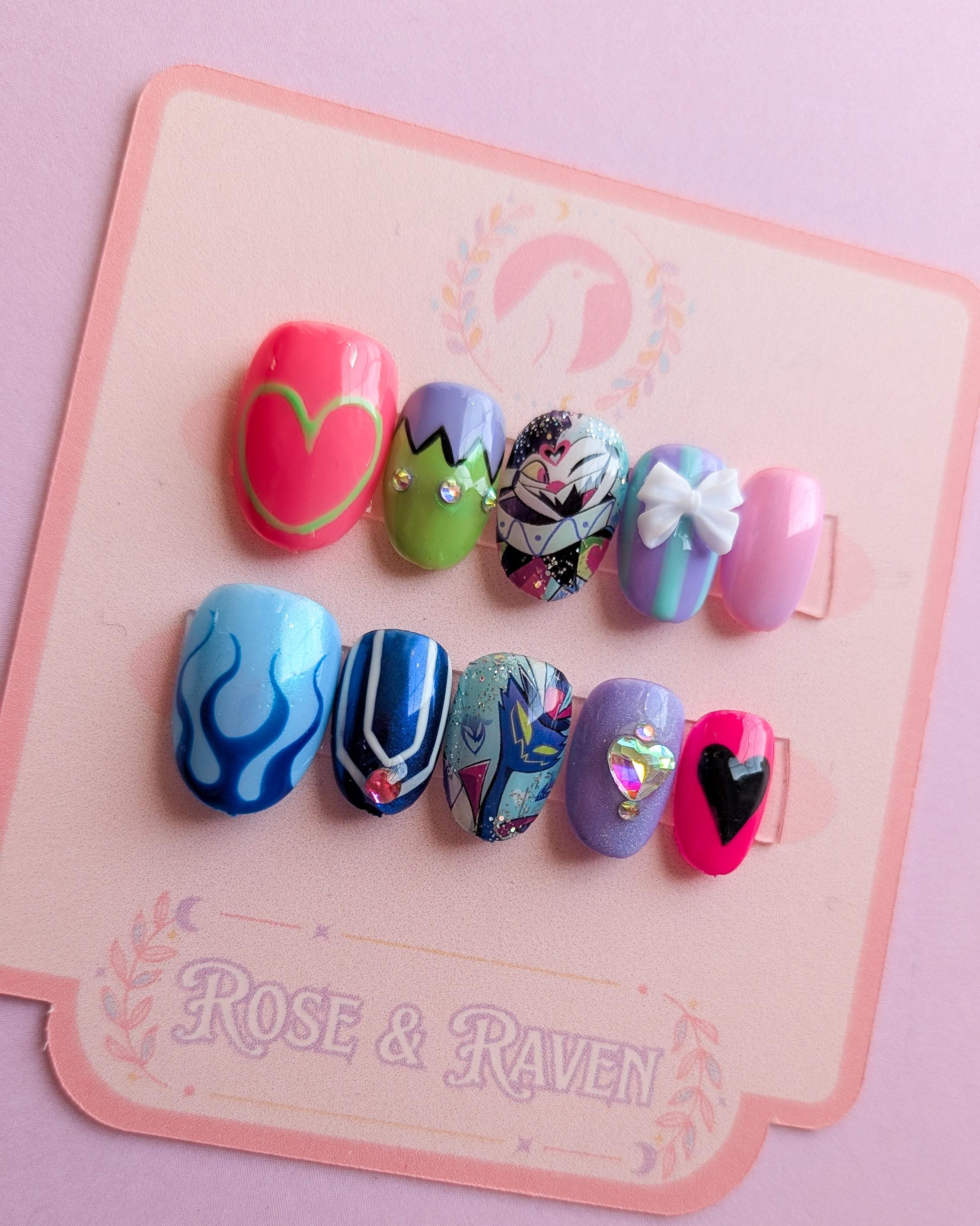 Custom Hand-made Press on Nail Set Fizzarollixozzie Inspired - Etsy