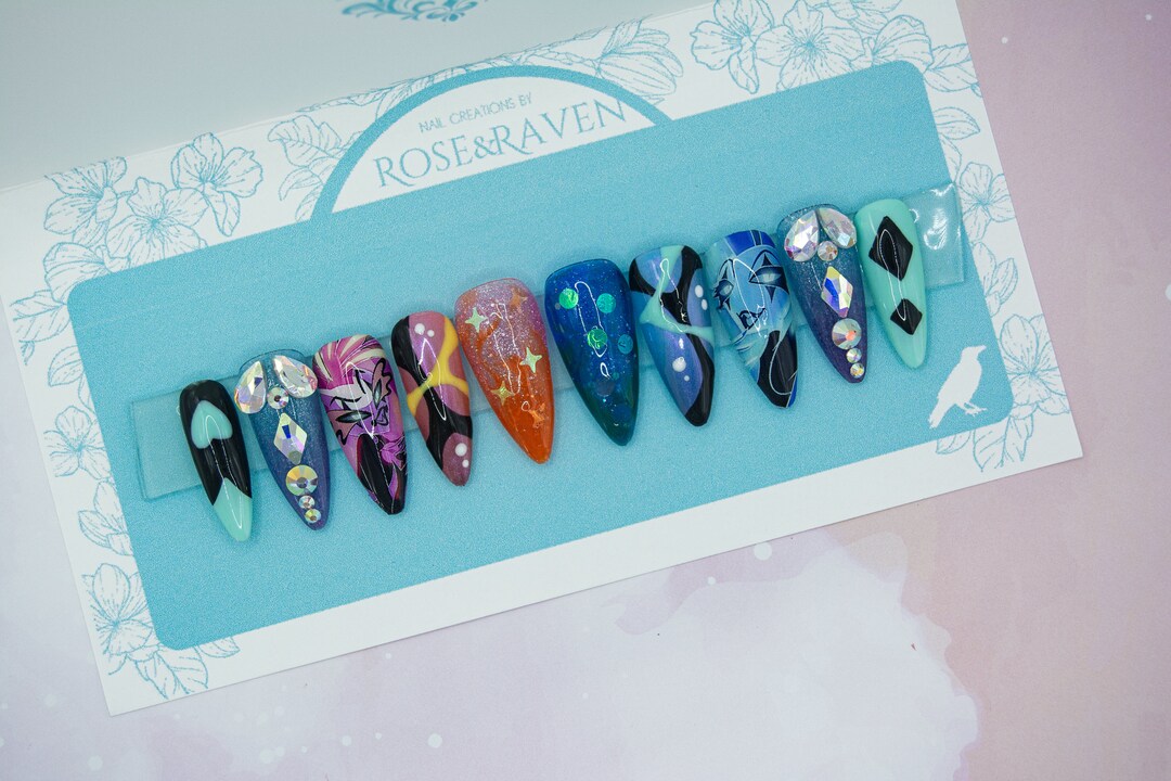 LIMITED EDITION Press on Nail Set Helluva Boss Glitz and Glam Inspired