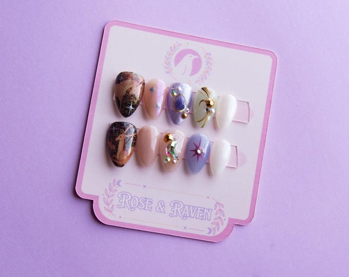 Custom Hand-made Last Unicorn Inspired Custom sized Press On Nail Set