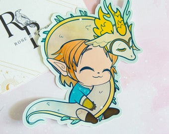 TOTK Link and Light Dragon Laminated Vinyl Sticker