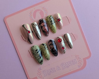 Custom Hand-made BG3 Astral Warrior  inspired press on nail set