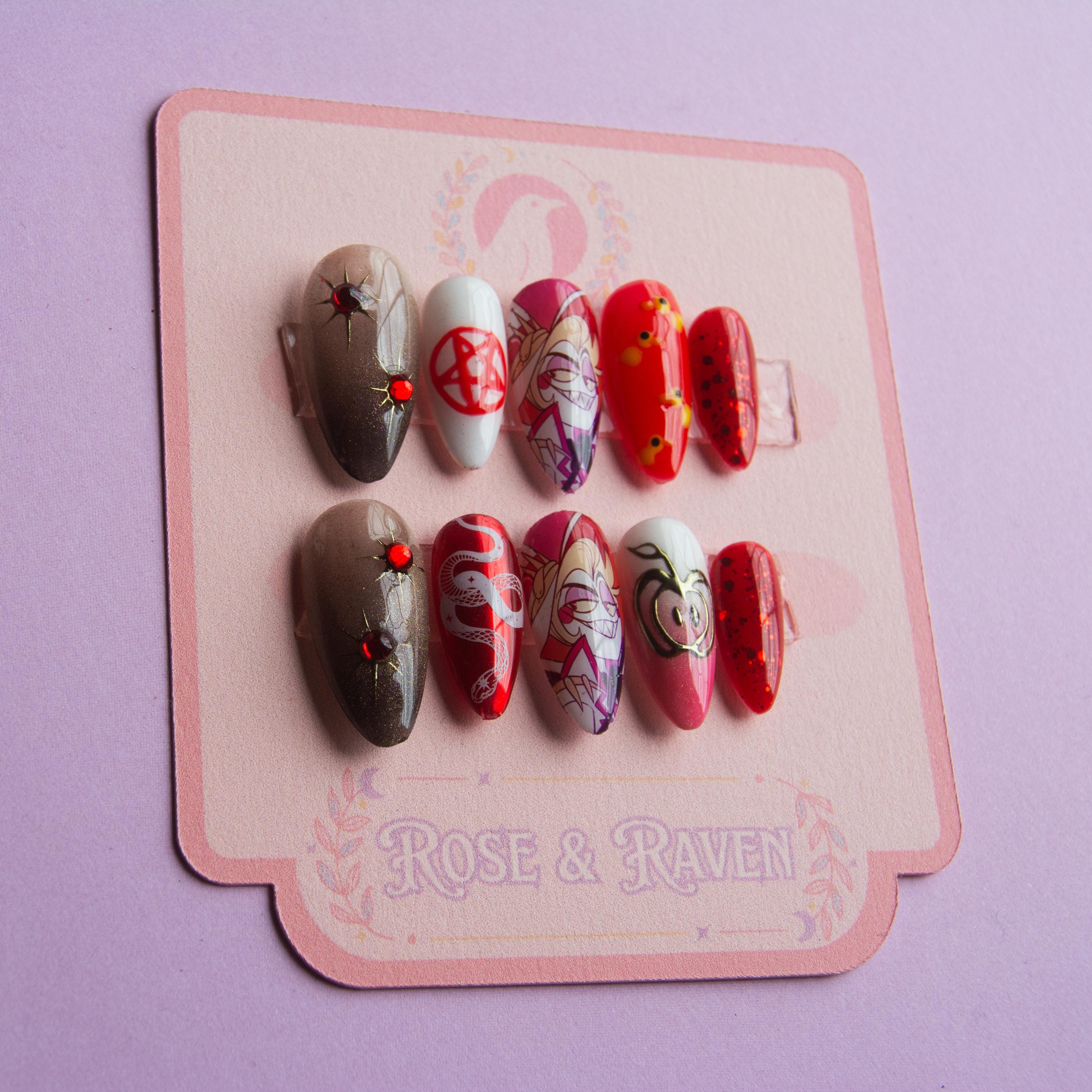 カスタムハンドメイドのハズビンホテルルシファーテーマのプレスオン