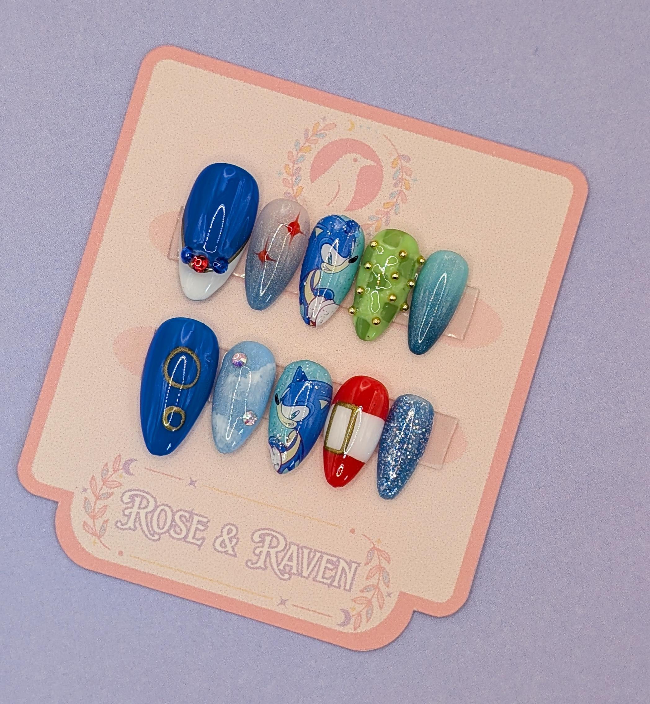 Speedy blue  Inspired Press on Nail Set