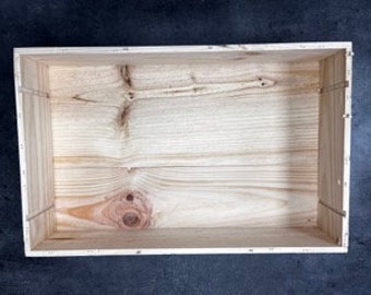 Rectangular shapes, handcrafted wooden boxes made from reclaimed wood, available in standard or customizable sizes.