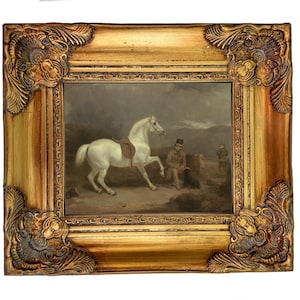Vintage Equestrian print/ gold framed art/ horse giclee prints