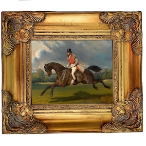 Vintage Equestrian Gold framed art/Horse Wall Art/ Antiqued Gold Frame