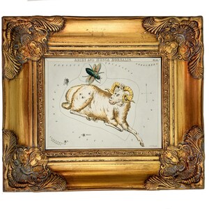 Aries zodiac framed print/gold framed art/vintage decor/Astrology art