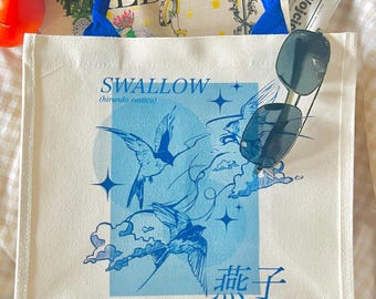 Swallowtail Bird Themed Sturdy Canvas Tote Bag with Waterproof Lining