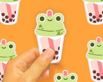 Froggy Boba Glossy Vinyl Sticker