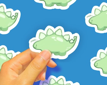 Meh Stegosaurus Dinosaur Glossy Vinyl Sticker