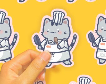 Cat Chef Glossy Vinyl Sticker