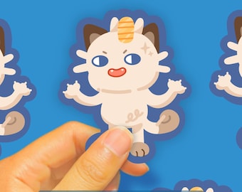Meowth Poke Matte Vinyl Sticker