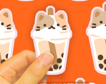 Cat Boba Glossy Vinyl Sticker