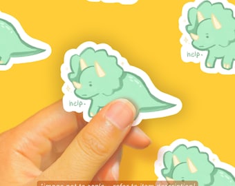 Help Triceratops Glossy Vinyl Sticker
