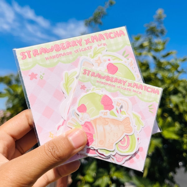 Strawberry x Matcha Vinyl Sticker Pack (Waterproof)