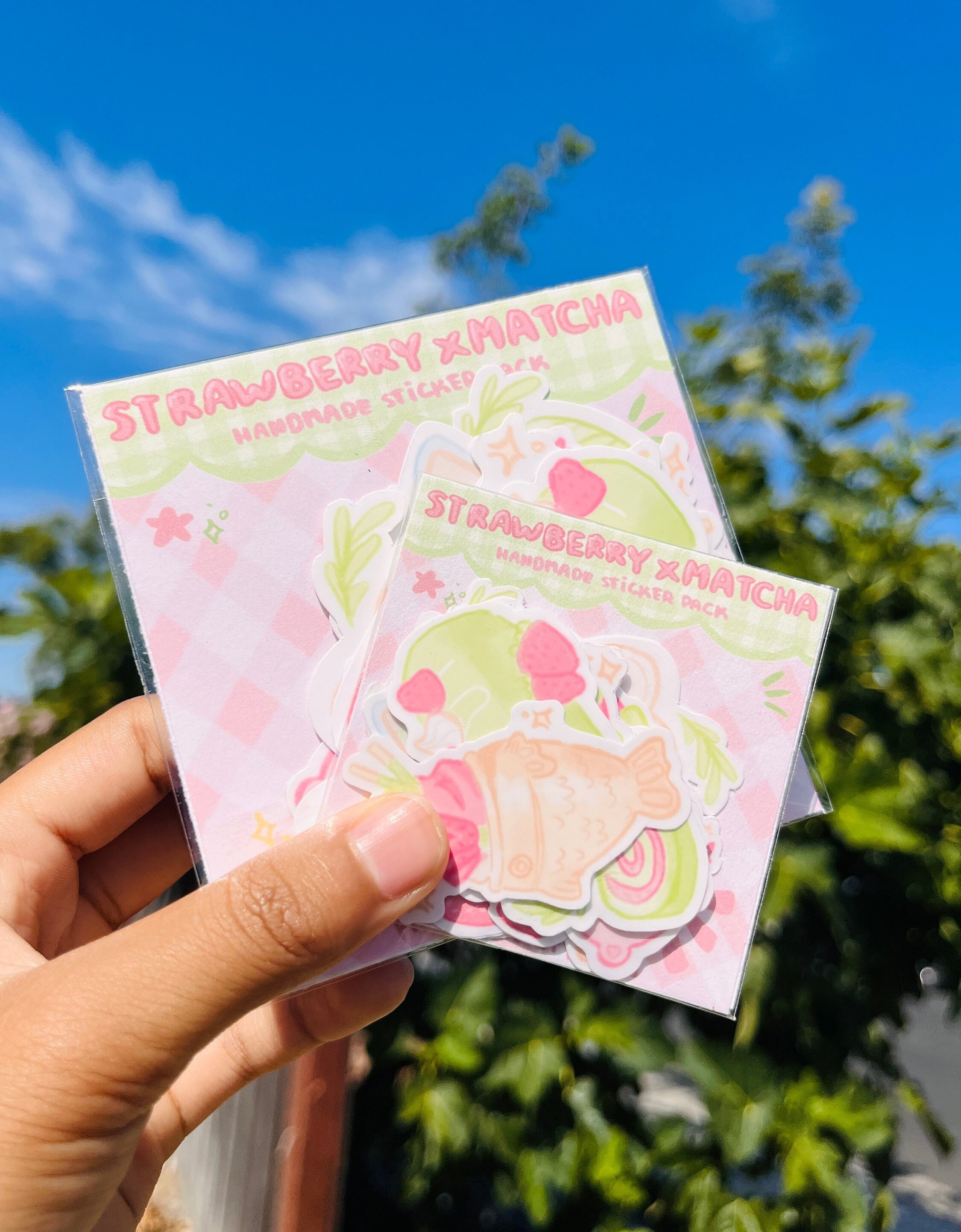 Strawberry x Matcha Vinyl Sticker Pack (Waterproof)