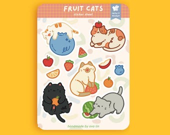 Fruit Cats Vinyl Sticker Sheet (Waterproof)