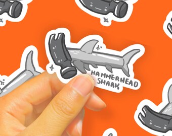 Hammer-Head Shark Pun Glossy Vinyl Sticker