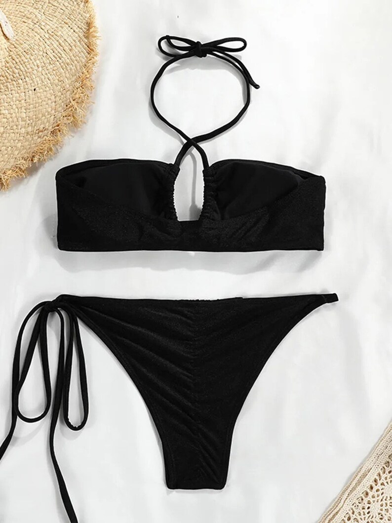 Black Bikinis Thong Bathing Suit 2023 Thong High Cut Etsy UK