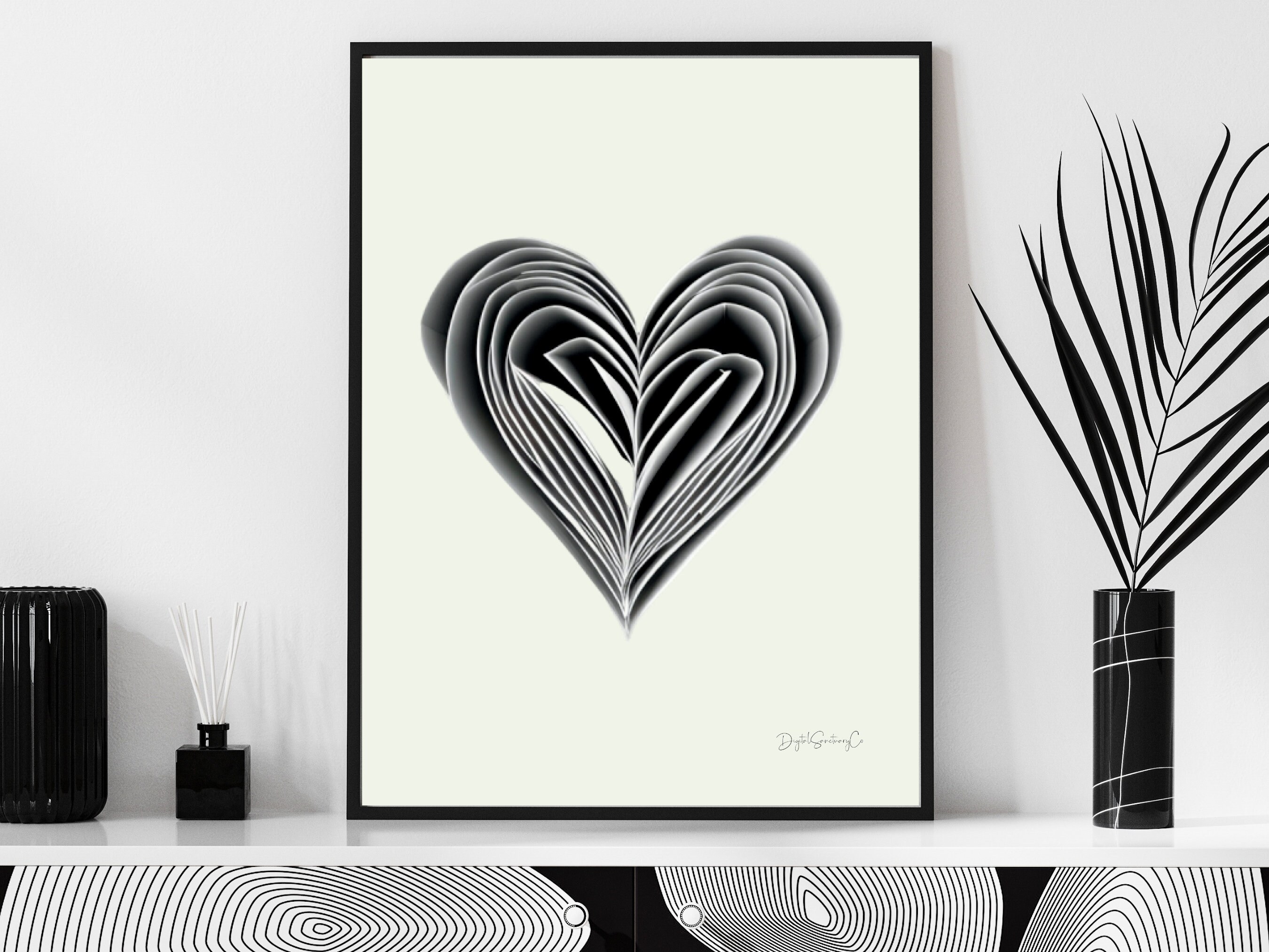Printable Offwhite Hearts Origami Trio Wall Art Set Abstract Wall Art