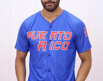 Clemente Puerto Rico Boricua Blue Baseball Jersey  #21 Button-Up Light Weight