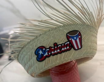 Sombrero de paja Boricua Pava hecho a mano, accesorio de playa para el Festival del Orgullo Puertorriqueño