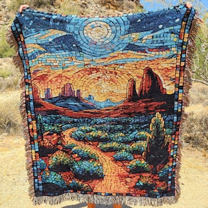 Sedona Stained Glass Desert, Woven Throw Blanket 50&quot;x60&quot;